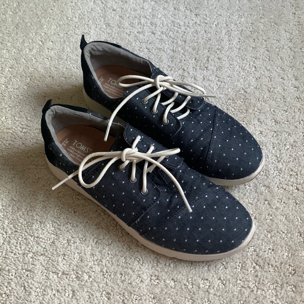 Womens Chambray Dot Toms Sneakers Size 9